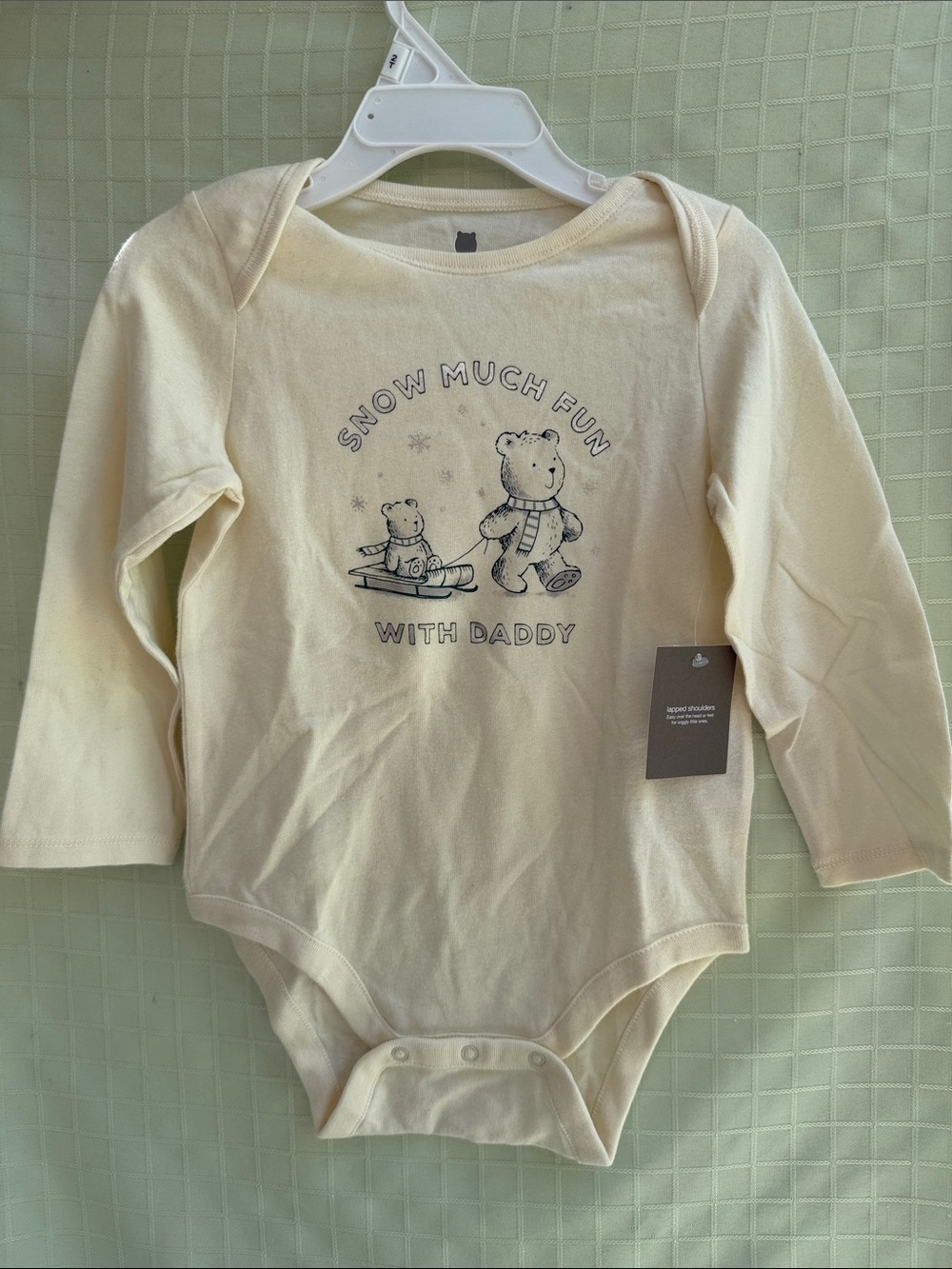 New baby GAP Long-Sleeve Cream Baby One-Piece Bodysuit - Snow Much Fun